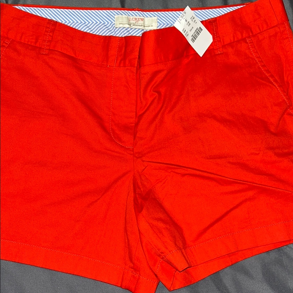 JCrew Red Orange Chino Shorts Casual 100% Cotton